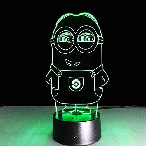 LSDAMN Lámpara de ilusión 3D Luz de noche Led Minions Acrílico Holograma Vision Stereo 7 colores Ka Gradient Atmosphere Lámpara de mesa para niños