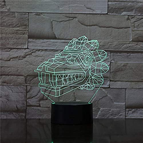 LSDAMN Lámparas de ilusión óptica LED 3D Crocodile Minions Night Light 7 colores Touch Art Sculpture Lights con cables USB Lámpara de decoración de mesa de escritorio de dormitorio