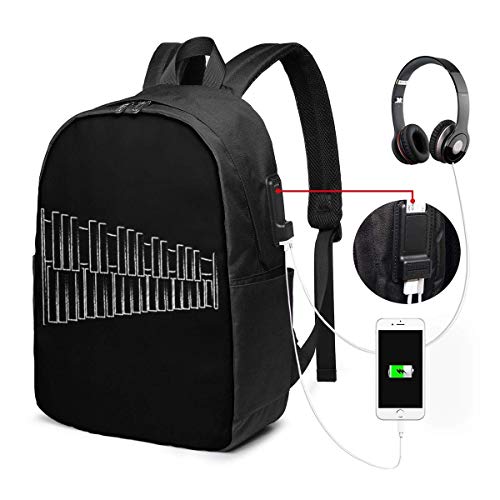 Lsjuee Mazos de Pizarra Mochila Escolar USB Mochila de Lona de Gran Capacidad Mochila de Viaje Informal para Adultos Adolescentes Mujeres Hombres 17 Pulgadas