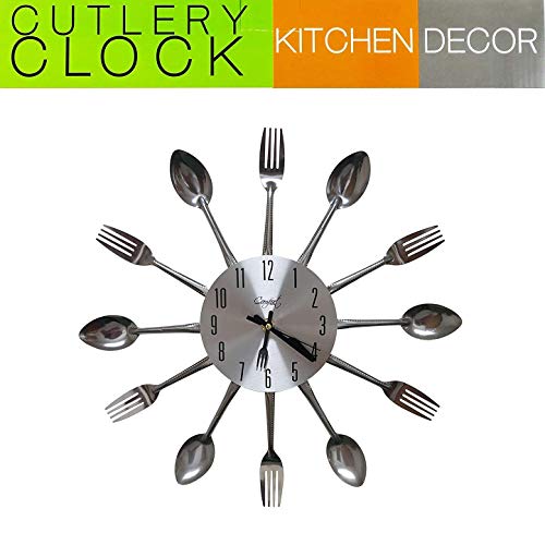 LSTK Relojes Cocina, Reloj De Pared con Cuchillo y Tenedor, Reloj Grandes Diseño Moderno Y Único en Casa Decoración de Oficina Reloj Escolar 32 * 32 Cm