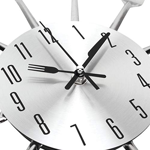 LSTK Relojes Cocina, Reloj De Pared con Cuchillo y Tenedor, Reloj Grandes Diseño Moderno Y Único en Casa Decoración de Oficina Reloj Escolar 32 * 32 Cm