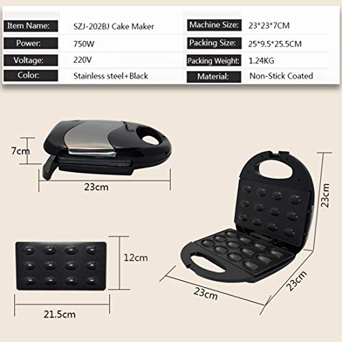 LTLWSH Hacer gofres eléctrica, Nogal Panadero para 12 mitades de Nuez, Nogal Gofrera, Sartén Burbujas de Huevo, FundidoAntiadherente Cake Maker Placa para Uso en el hogar