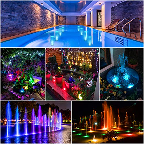 Luces Sumergibles,4PCS Piscina Luz LED Impermeable,Control Remoto Bajo El Agua Luz para Decoración Acuario,Estanque,Bodas,Fiesta Jardín Etc,Decoloración Colorida,Luces Decorativas