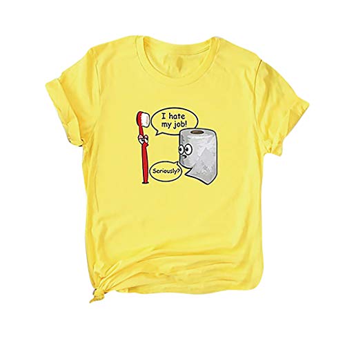 Luckycat Camisetas de Mujer Manga Corta Impresión de Dibujos Animados Blusa Camisa Cuello Redondo Basica Camiseta Suelto Verano Tops Casual Fiesta T-Shirt Original tee