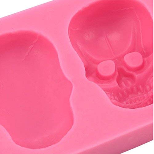 Luckyrainbow, 1 molde de silicona para tartas, diseño de calavera 3D, molde de silicona para fondant, arcilla de azúcar, joyas, botones, para tarta de Halloween