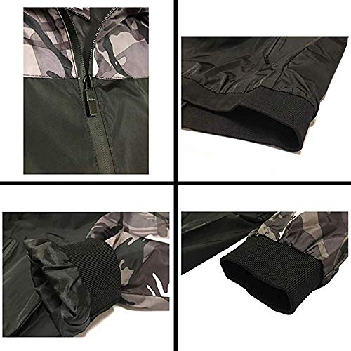 Luiyy Chaqueta Hombre Camuflaje de Manga Larga de los Hombre Lavado Chaqueta Militar Gran tamaño Escudo Transpirable táctico Invierno Abrigo Casual con Capucha de Jacket Parka Pullover(Gris,L)