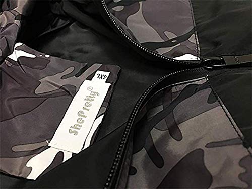 Luiyy Chaqueta Hombre Camuflaje de Manga Larga de los Hombre Lavado Chaqueta Militar Gran tamaño Escudo Transpirable táctico Invierno Abrigo Casual con Capucha de Jacket Parka Pullover(Gris,L)