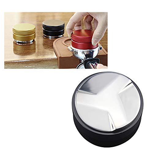 lujiaoshout Distribuidor de café Macarons Herramienta de Acero Inoxidable Nivelador de café Nivelador de café Base de trébol de 3 Hojas Palm Espresso Tamper Black 58MM