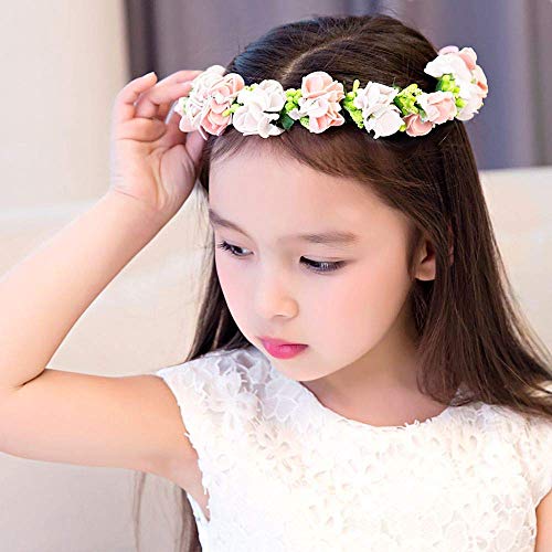 LuLyL Corona de Hadas con Flores y Cinta Ajustable para niñas Blanco