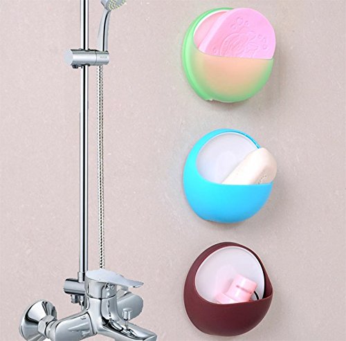 lumanuby 1 pieza Jabón rígida Soporte ABS Material estante creativo ventosa halbkugelförmig Diseño Soap Holder Fácil superficie sin costura con suelo Drain brecha, plástico ABS, Grun, 10*11*4.5CM