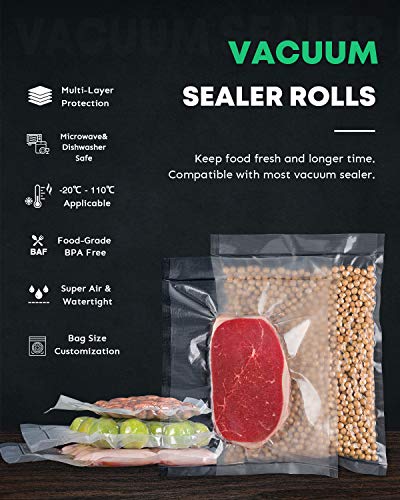 Lungogo Rollos al Vacio para Envasadora al Vacío 6 Rollos 20cm×5m Bolsas de Vacio Gofradas para Conservación de Alimentos y Sous Vide Cocina BPA Free