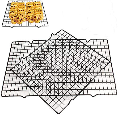 LuoCoCo Rejilla para Enfriar de Acero Inoxidable, Antiadherente Estantes de Refrigeración para Horno, Enfriatartas Rectangular, Bandeja de Hornear para Bizcochos/Resposteria/Pizzas/Galletas/Pan