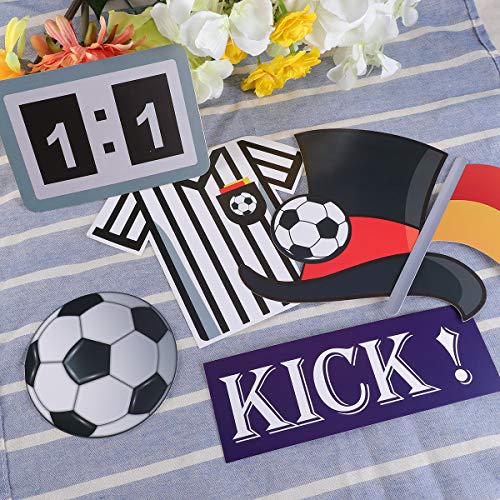 LUOEM 29 Pack de Accesorios de fútbol Photo Booth Kit Sports Party Photo Booth Atrezzo Super Party Party Games Ideas para Decoraciones del Partido de fútbol Suministros