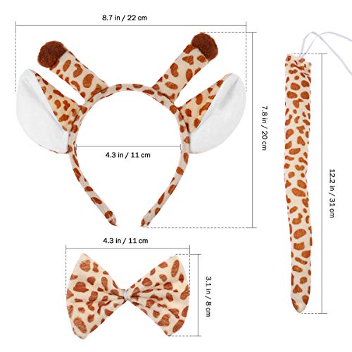 LUOEM 3 Unids Adulto Infantil Jirafa Orejas de Dibujos Animados Tail Set para la Fiesta de Disfraces Cosplay Accesorios