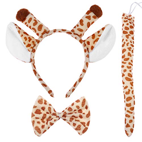 LUOEM 3 Unids Adulto Infantil Jirafa Orejas de Dibujos Animados Tail Set para la Fiesta de Disfraces Cosplay Accesorios