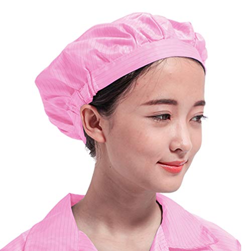 LUOEM 4 Piezas Gorro de Cocinero Cocinando Gorro de Cocina Comida Gorro Elástico Servicio Reutilizable Restaurante Ventilación Gorro de Trabajo Catering Gorro Rosa