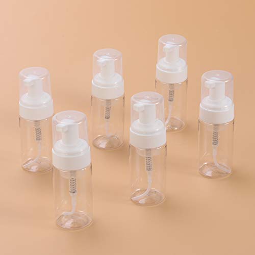 Lurrose Botella plástica bomba de 6Pcs 100ML, botella que hace espuma botella cosmética del viaje transparente,envases para el líquido limpiador facial de los champús