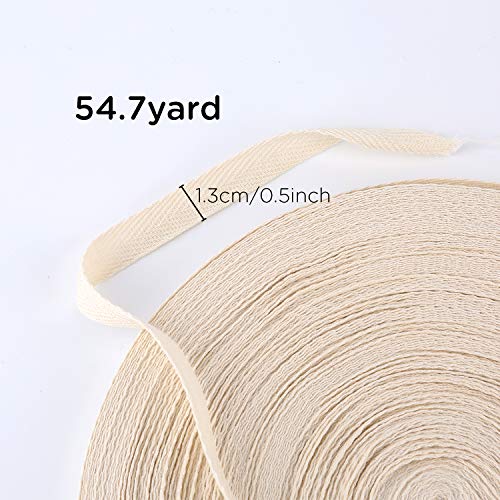 LUTER 50m Cinta De Espiga Algodón Cinta De Sarga Cinta Cinta Diagonal 1.3cm De Ancho Para Manualidades De Costura Diy (Beige)