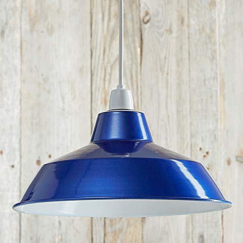 Luxa Lightning - Lámpara Colgante de Techo, Moderna, de Metal, Estilo Retro, Industrial, Vintage, para cafetería, Restaurante, Bar, 280 mm de diámetro - Azul Metalizado