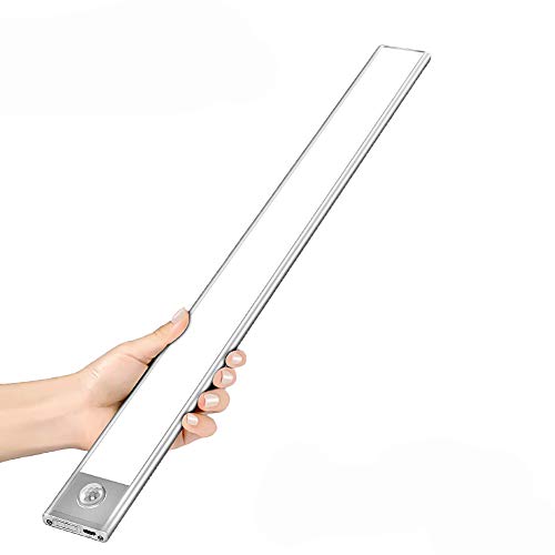 Luz Armario con Sensor de Movimiento, 120 LED Luz Recargable USB Para Armario, Luces Nocturnas Ultrafinas Desmontables con Batería Para Mostrador, Armario, Cocina, Pasillo, Escaleras, Pared (60.5cm)