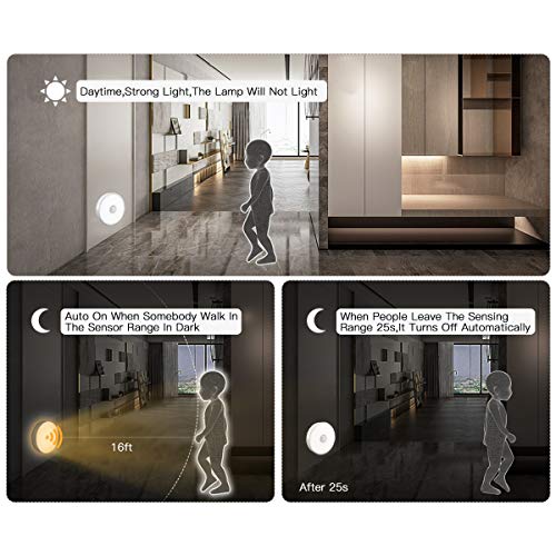 Luz Nocturna, Cadrim Luces Armario LED con Sensor Movimiento Recargable USB (3 pack), luz de Armario/Gabinete, Lámpara Nocturna LED Inalámbrica para Cocina, Vitrina, Tocador, Pasillo, Escalera etc