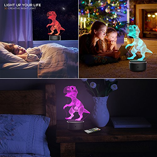 Luz nocturna con diseño de dinosaurio en 3D