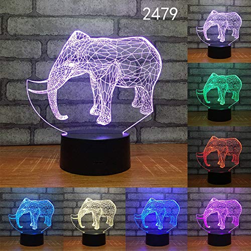 Luz Nocturna Elefante Tigre Ciervo Gato Lobo luz para la increíble ilusión Visual Visual de Las Luces de decoración del hogar