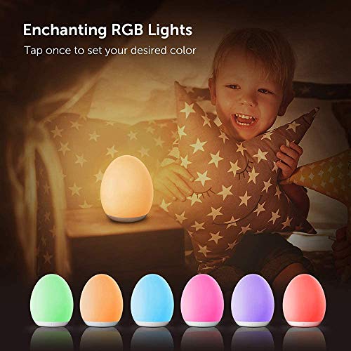 Luz Nocturna Infantil VAVA, Lámpara LED para Niños, 8 Color Cambiante, Control Táctil, Temporizador, Función de Memoria, Modo Nocturna, Cuidado Ojos, Seguro, Regalo para bebé, Niño