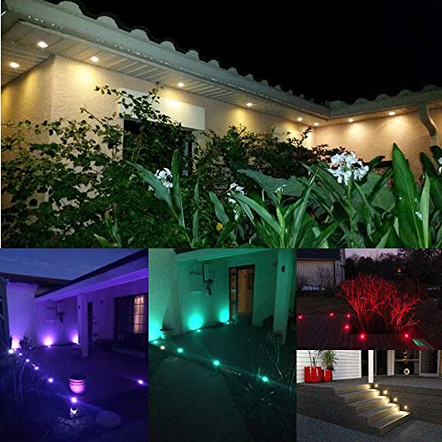 Luz subterránea, Vaxiuja Luces de jardín Luces decorativas para paisaje 100-240 V Control Remoto Impermeable Regulable Blanco cálido Rojo Verde y Azul Paquetes de Brillo Ajustable 8 luces