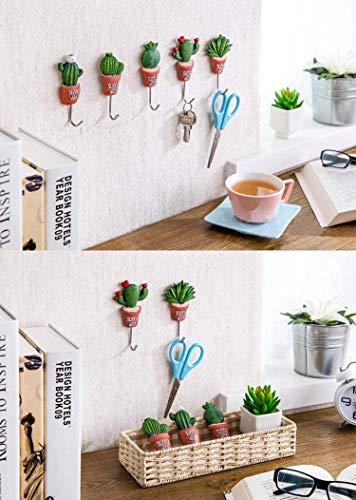 Lvcky - Colgador para pared con diseño de planta en maceta, con adhesivo y tornillos para decoración (5 unidades)