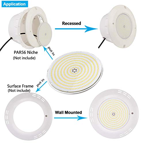 LyLmLe Foco LED Piscina Relleno de Resin, PAR56 35W Lámpara(equivalente 300W halógena bombilla), 3500lm,Ángulo de haz de 140 °,IP68 Impermeable, 12V AC/DC, 6000K