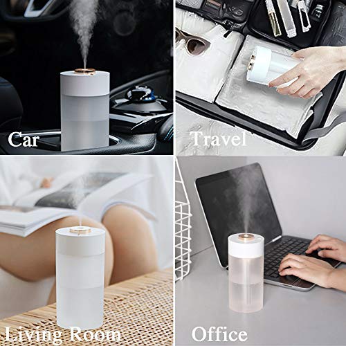 LYLYFAN humidificador USB portátil pequeño humidificador frío 350 ml con luz de noche para dormitorio de viaje casa y oficina