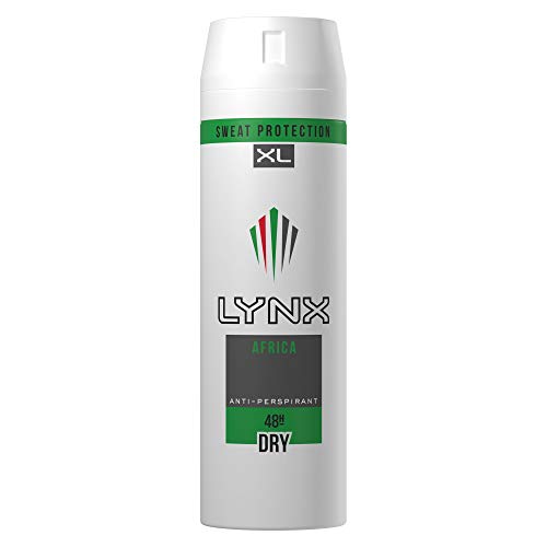 Lynx Dry Africa, Spray desodorante antitranspirante para hombres, protección de 48 horas, 200 ml, paquete de 3