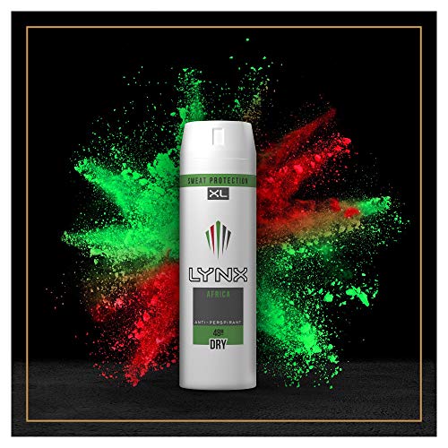 Lynx Dry Africa, Spray desodorante antitranspirante para hombres, protección de 48 horas, 200 ml, paquete de 3