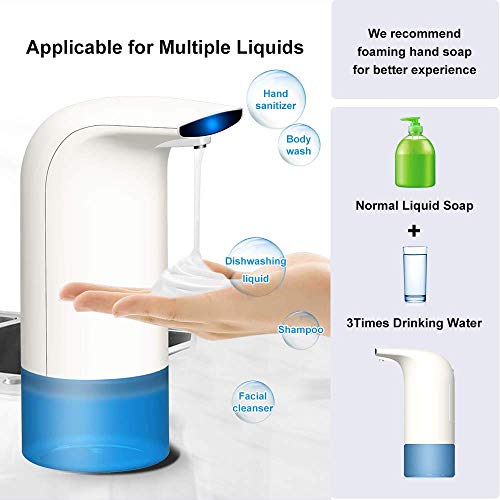 Lypumso Dispensador de Jabón Automático, Dispensador de Jabón en Espuma con Sensor Infrarrojo sin Contacto, Ideal para Encimeras en Cocina, Baño. 300ML.