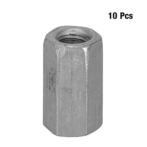 M6 Tuerca de varilla larga Tuerca de acoplamiento hexagonal Rosca hembra Ajuste recto Varilla hexagonal Varilla roscada Varilla de refuerzo Hexagonal galvanizado 10pcs(M6*18)