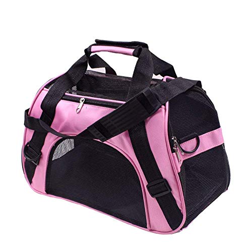 Macallen Trasportin Gatos Grande Trasportines Perro Bolsa de Tela Transporte para Gato y Animales Viaje Bolso para Coche 52 x 27 x 32 Centímetros (Rosado)