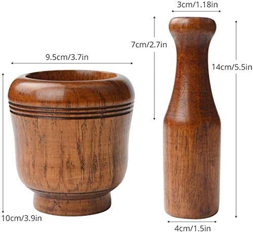 Madera Maja y mortero antiguo amoladora Set, for la cocina/de la vendimia rústica mano especias Hierbas trituradora Tazón