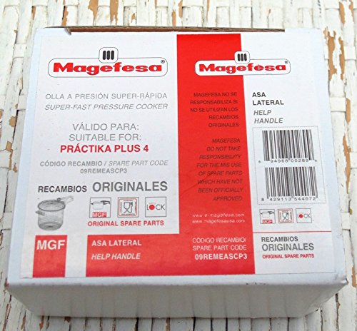 Magefesa PRACTIKA PLUS 4L - ASA LATERAL compatible con olla a presión súper rápida Magefesa PRACTIKA PLUS 4L. Repuesto oficial directo desde el fabricante