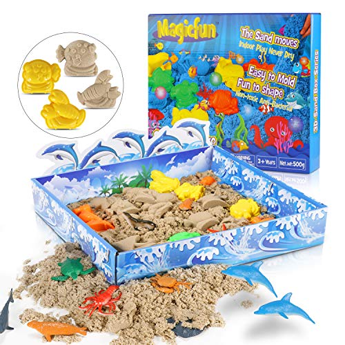 Magicfun Arena Mágica, 500g Arena cinética, Play Sand Set Moldura moldes de Vida Marina Arena de DIY moldeable Juguete para Niños , Figuras de mar y Bandeja 3