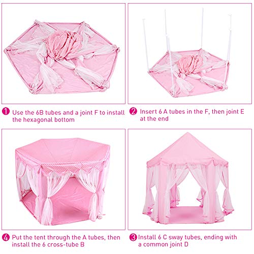 Magicfun Tienda de Princesa, Juego de Castillo niñas, Interior Tienda de Campaña para niños al Aire Libre Gran Playhouse con pequeñas Luces de Estrellas, Juguetes para niños 53 '' x 55 '' (DxH)