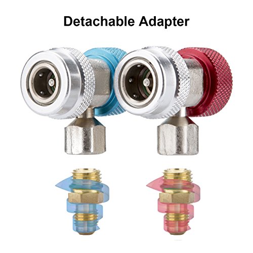 Magiin AC R134A Ajustable Acoplador Rpido Conector Adaptador Lado Alto Lado Bajo Sistema de Aire Acondicionado para Auto Vehículo