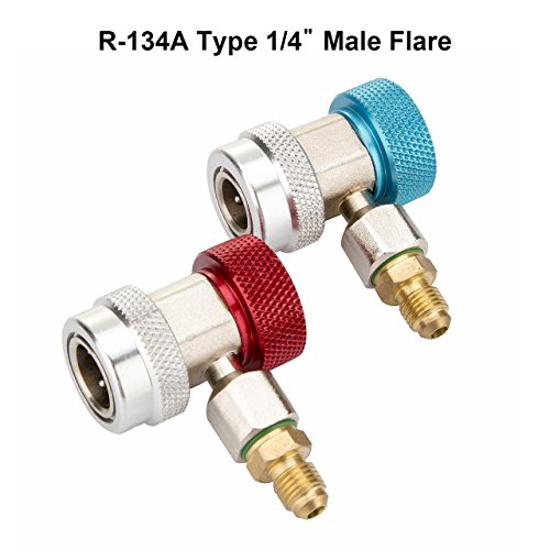 Magiin AC R134A Ajustable Acoplador Rpido Conector Adaptador Lado Alto Lado Bajo Sistema de Aire Acondicionado para Auto Vehículo