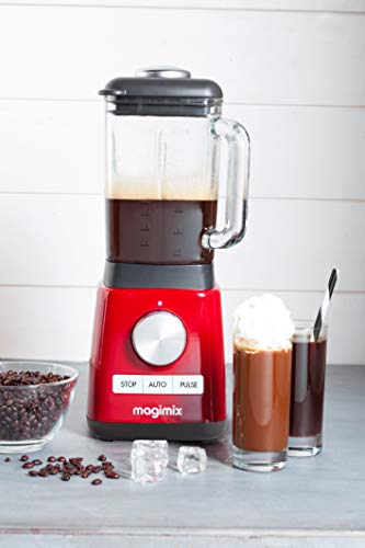 Magimix Blender Batidora de vaso 1.8L 1200W Rojo - Licuadora (1,8 L, 600 RPM, 15000 RPM, Batidora de vaso, Rojo, Vidrio)