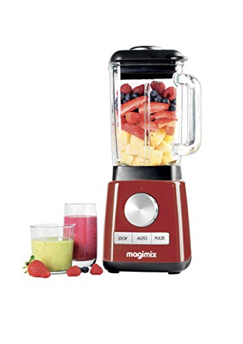 Magimix Blender Batidora de vaso 1.8L 1200W Rojo - Licuadora (1,8 L, 600 RPM, 15000 RPM, Batidora de vaso, Rojo, Vidrio)