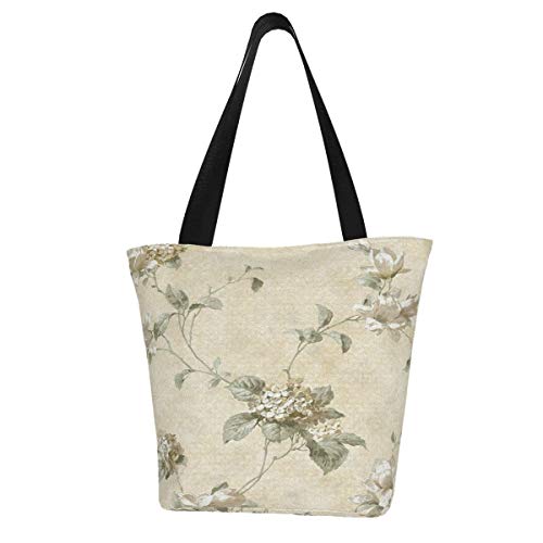 Magnolia Hydrangea - Bolsas de hombro de lona para tienda de comestibles, reutilizables, plegables, grandes y duraderas, bolsas de compras resistentes