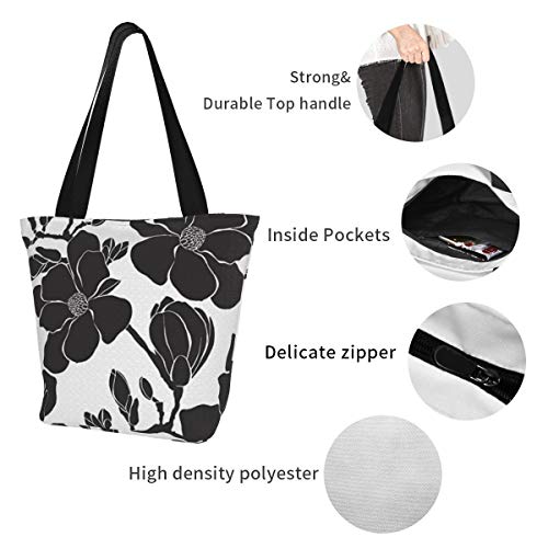 Magnolia Ramas Bucket Tote, Artistic Bucket Bag, Beach Bags Tote con cierre de cremallera para mujeres Grandes regalos para mujeres