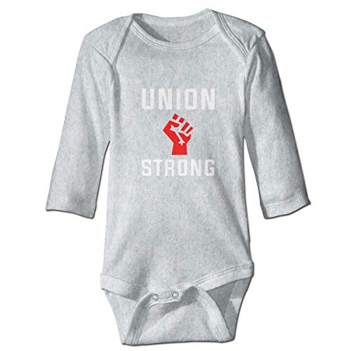 maichengxuan Mameluco Bebé Paller Union Strong Logo Recién Nacido Bebé Niño Bebé Niñas Niños Mameluco Bebé Manga Larga 0-24 Months Gray