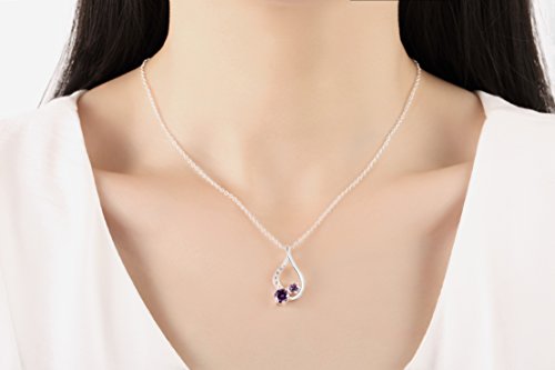 Majesto Juego de Joyas - 925 Plata esterlina Conjunto Colgante de Collar y Pendientes corazón Morado Cristal para Mujer Adolescente niña pequeña mamá - Accesorio de joyería de Regalo Premium