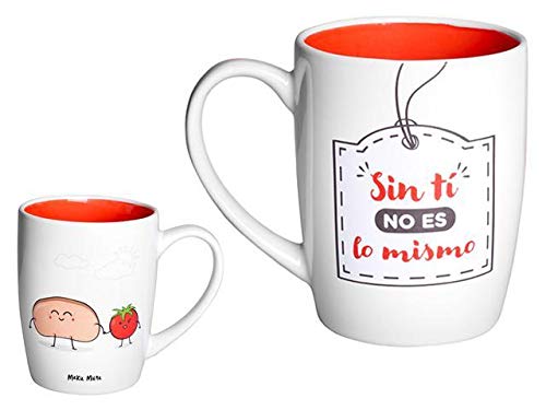 MAKUMURA Tazas de Desayuno Originales y Divertidas-Taza con Mensaje Gracioso - Cerámica 330 ml (Sin ti no es lo Mismo)